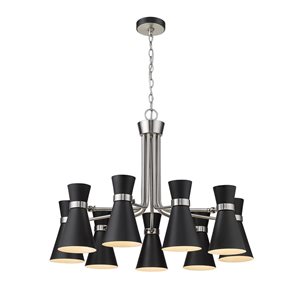 Z-Lite Matte Black/Brushed Nickel Metal Soriano 9-Light Chandelier