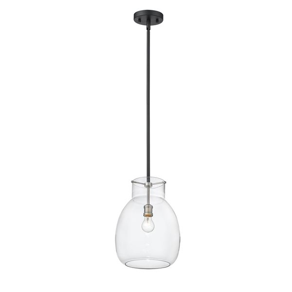 Z-Lite Matte Black/Old Brass Bella 1-Light Mini Pendant Light