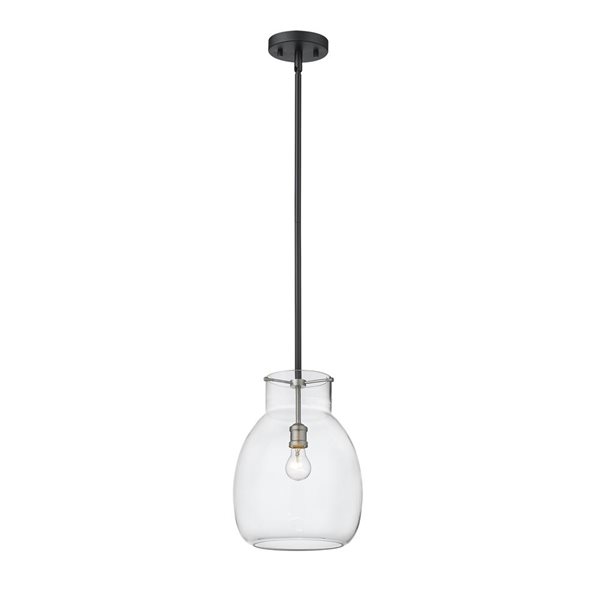 Z-Lite Matte Black/Old Brass Bella 1-Light Mini Pendant Light