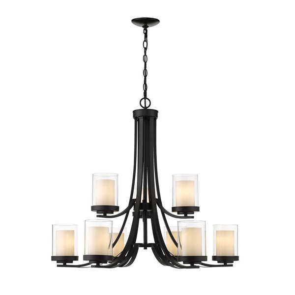 Z-Lite Matte Black Glass Willow 9-Light Chandelier