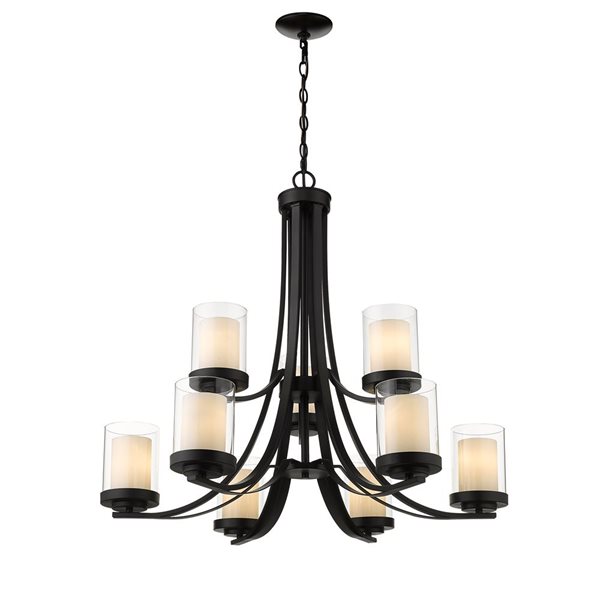 Z-Lite Matte Black Glass Willow 9-Light Chandelier