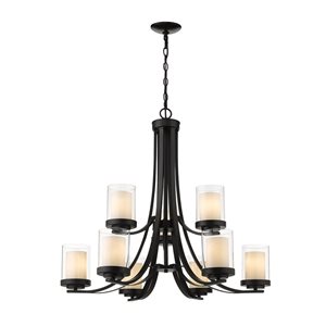 Z-Lite Matte Black Glass Willow 9-Light Chandelier