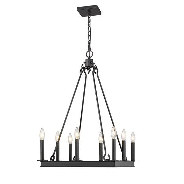 Z-Lite Matte Black Metal Barclay 8-Light Chandelier