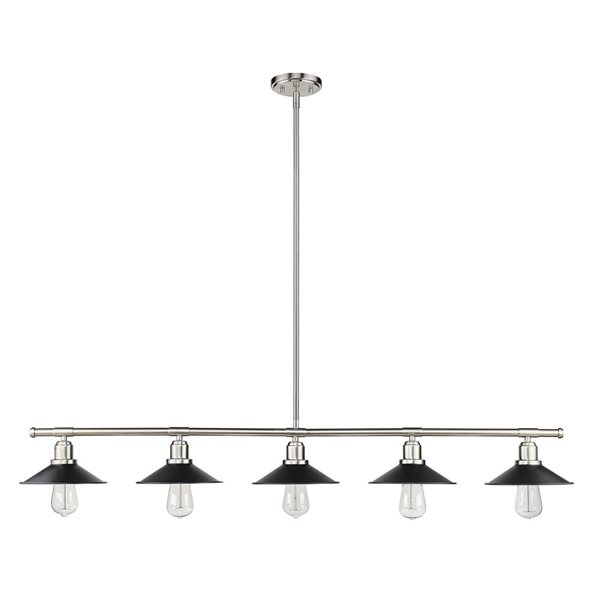 Z-Lite Brushed Nickel Metal Casa 5-Light Kitchen Island/Billiard Table Pendant Light
