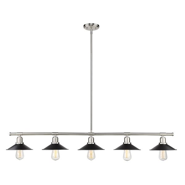 Z-Lite Brushed Nickel Metal Casa 5-Light Kitchen Island/Billiard Table Pendant Light