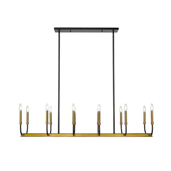 Z-Lite Matte Black/Old Brass Metal Haylie 12-Light Chandelier