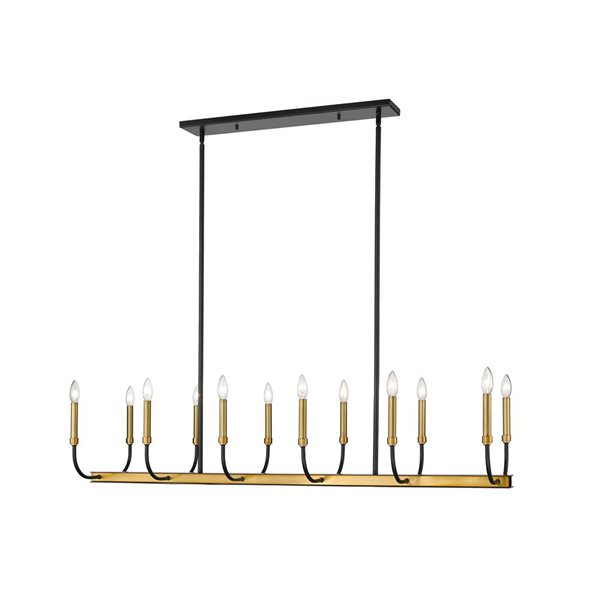 Z-Lite Matte Black/Old Brass Metal Haylie 12-Light Chandelier