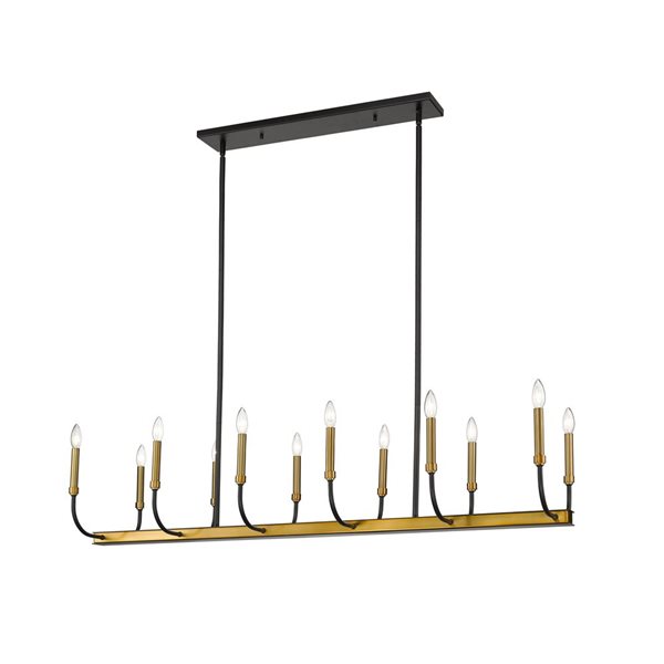 Z-Lite Matte Black/Old Brass Metal Haylie 12-Light Chandelier