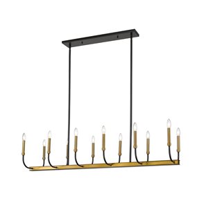 Z-Lite Matte Black/Old Brass Metal Haylie 12-Light Chandelier