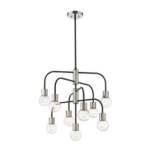 Z-Lite Matte Black/Polished Nickel Glass Neutra 9-Light Chandelier