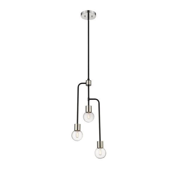 Z-Lite Matte Black/Polished Nickel Glass Neutra 3-Light Chandelier