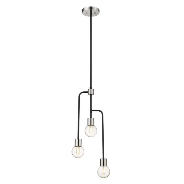 Z-Lite Matte Black/Polished Nickel Glass Neutra 3-Light Chandelier