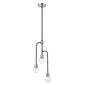 Z-Lite Matte Black/Polished Nickel Glass Neutra 3-Light Chandelier