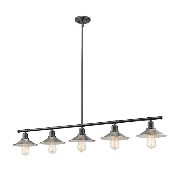 Z-Lite Matte Black Metal Casa 5-Light Kitchen Island/Billiard Table Pendant Light