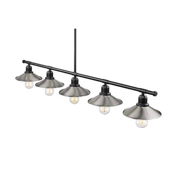 Z-Lite Matte Black Metal Casa 5-Light Kitchen Island/Billiard Table Pendant Light