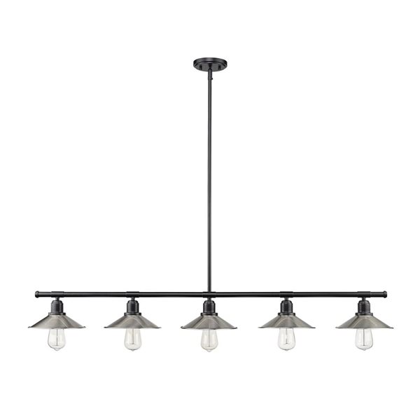 Z-Lite Matte Black Metal Casa 5-Light Kitchen Island/Billiard Table Pendant Light