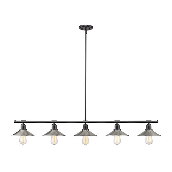 Z-Lite Matte Black Metal Casa 5-Light Kitchen Island/Billiard Table Pendant Light