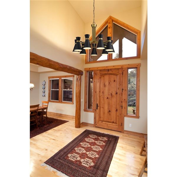 Z-Lite Matte Black/Heritage Brass Metal Soriano 9-Light Chandelier