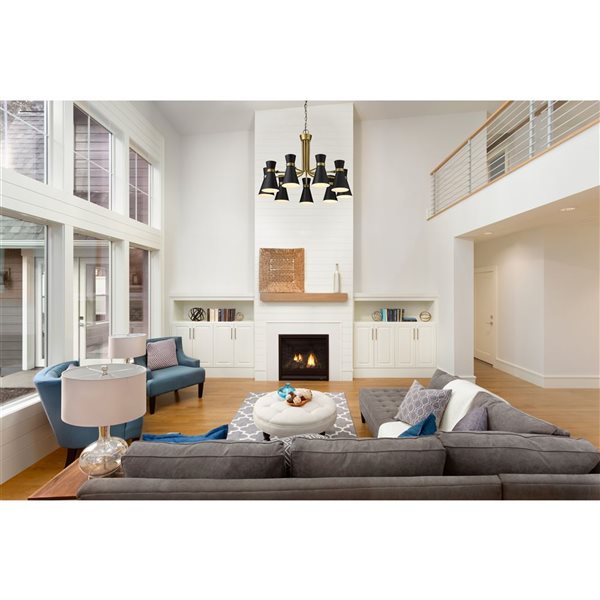 Z-Lite Matte Black/Heritage Brass Metal Soriano 9-Light Chandelier