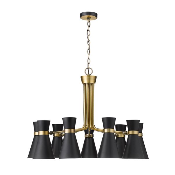 Z-Lite Matte Black/Heritage Brass Metal Soriano 9-Light Chandelier