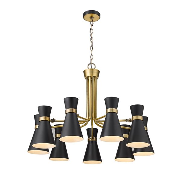 Z-Lite Matte Black/Heritage Brass Metal Soriano 9-Light Chandelier