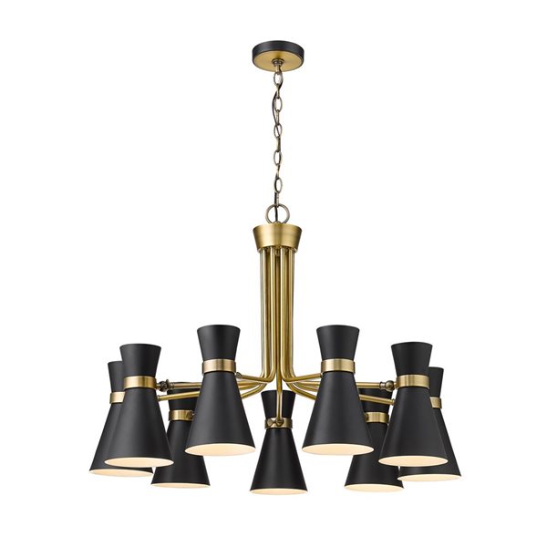 Z-Lite Matte Black/Heritage Brass Metal Soriano 9-Light Chandelier