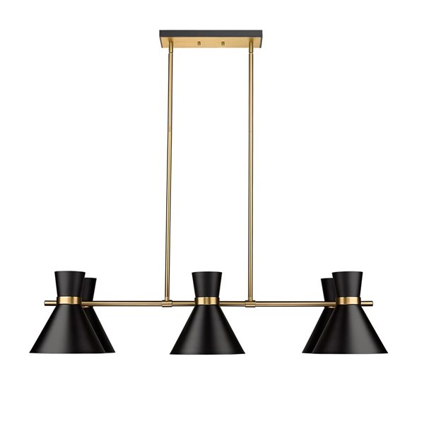 Z-Lite Matte Black/Heritage Brass Metal Soriano 6-Light Chandelier