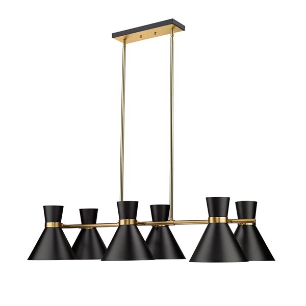 Z-Lite Matte Black/Heritage Brass Metal Soriano 6-Light Chandelier