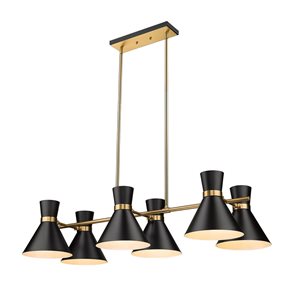 Z-Lite Matte Black/Heritage Brass Metal Soriano 6-Light Chandelier