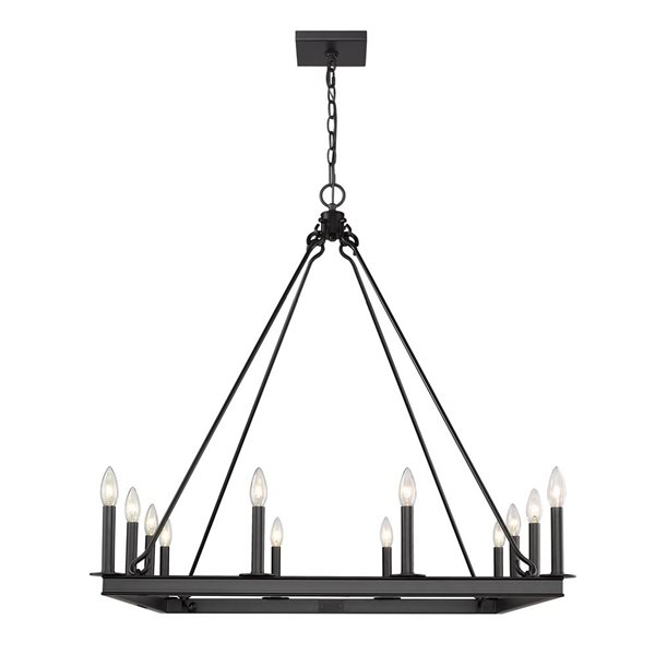 Z-Lite Matte Black Metal Barclay 12-Light Chandelier