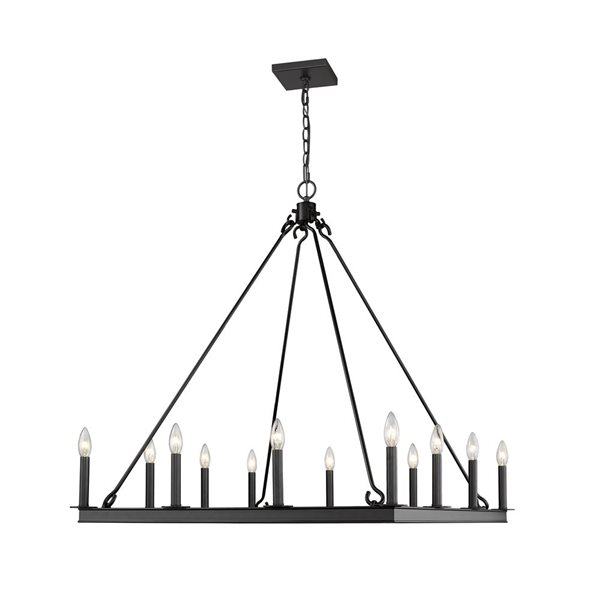 Z-Lite Matte Black Metal Barclay 12-Light Chandelier