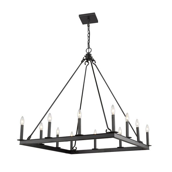 Z-Lite Matte Black Metal Barclay 12-Light Chandelier