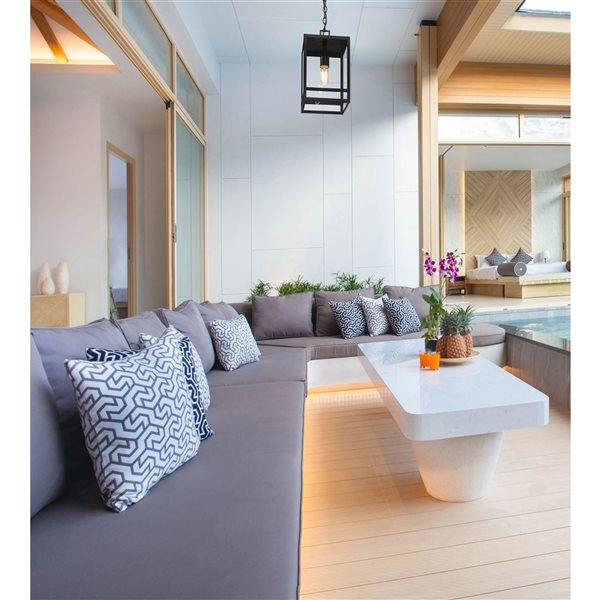 Z-Lite Misty Charcoal Nuri 1-Light Outdoor Chain Mount Ceiling Fixture