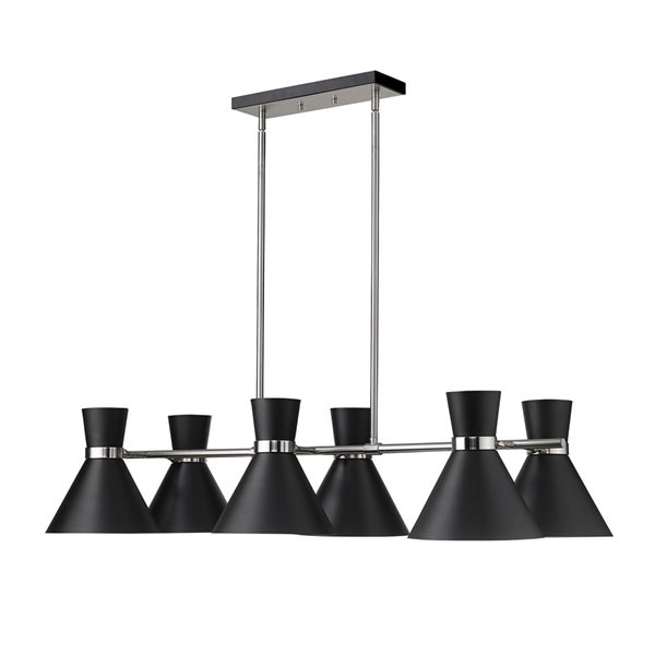 Z-Lite Matte Black/Brushed Nickel Metal Soriano 6-Light Chandelier