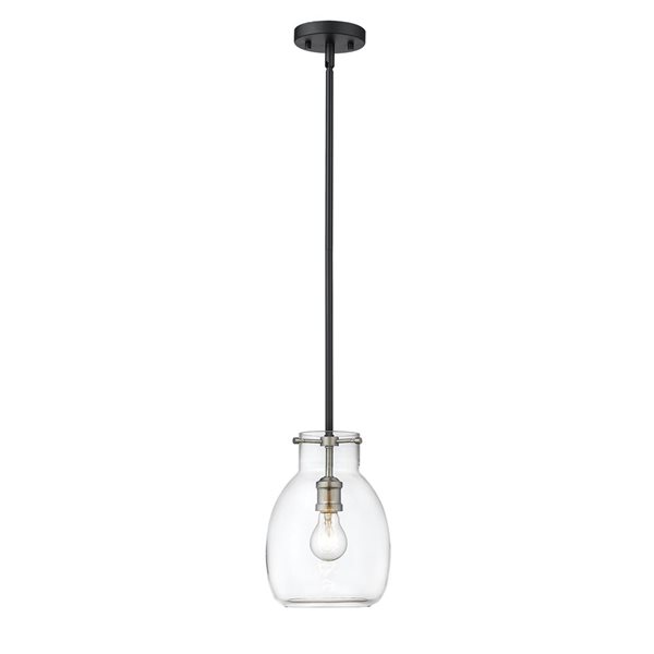 Z-Lite Matte Black/Old Brass Bella 1-Light Mini Pendant Light