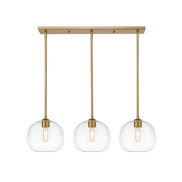 Z-Lite Old Brass Glass Harmony 3-Light Kitchen Island Luminaire