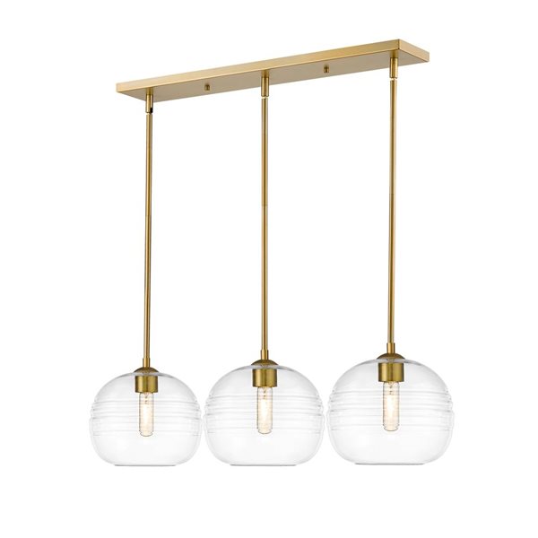 Z-Lite Old Brass Glass Harmony 3-Light Kitchen Island Luminaire