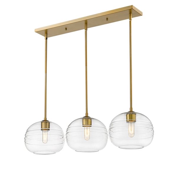 Z-Lite Old Brass Glass Harmony 3-Light Kitchen Island Luminaire