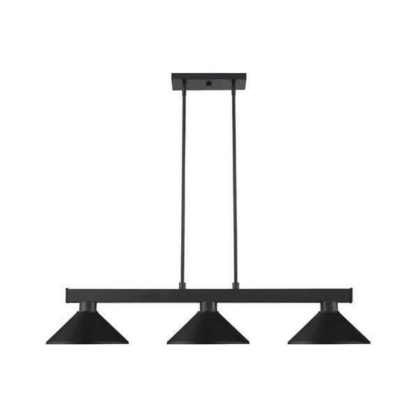 Z-lite Cobalt Matte Black 3-Light Billiard Table Pendant Light