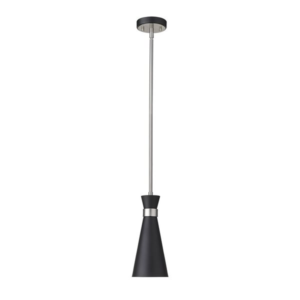 Z-Lite Matte Black/Brushed Nickel Soriano 1-Light Mini Pendant Light