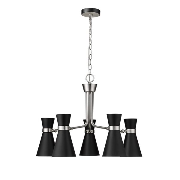 Z-Lite Matte Black/Brushed Nickel Metal Soriano 5-Light Chandelier