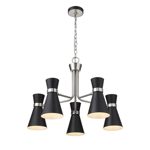 Z-Lite Matte Black/Brushed Nickel Metal Soriano 5-Light Chandelier