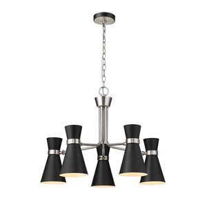 Z-Lite Matte Black/Brushed Nickel Metal Soriano 5-Light Chandelier