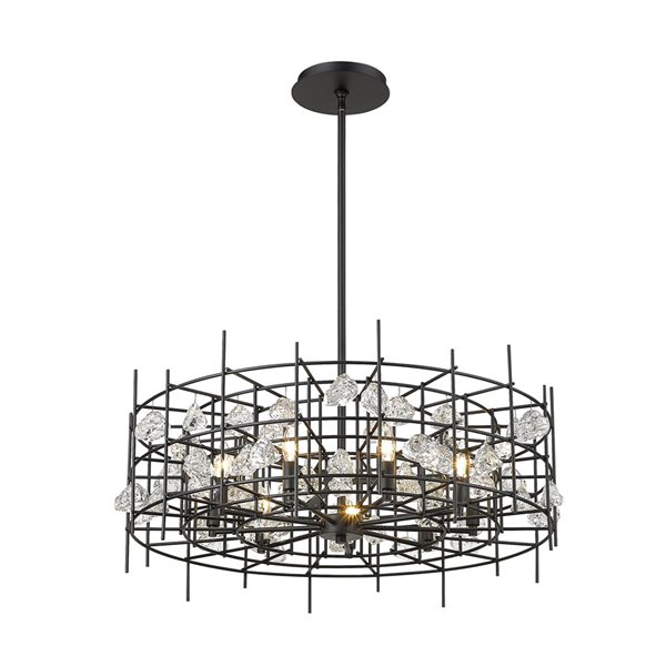 Z-Lite Matte Black Metal Garroway 9-Light Chandelier