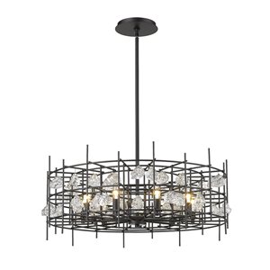 Z-Lite Matte Black Metal Garroway 9-Light Chandelier