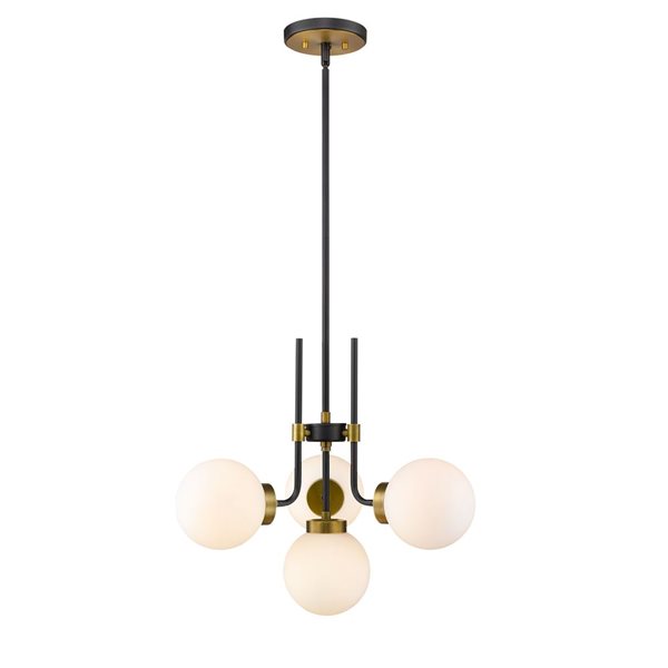 Z-Lite Matte Black/Old Brass Glass Parsons 4-Light Chandelier