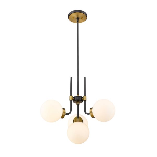 Z-Lite Matte Black/Old Brass Glass Parsons 4-Light Chandelier