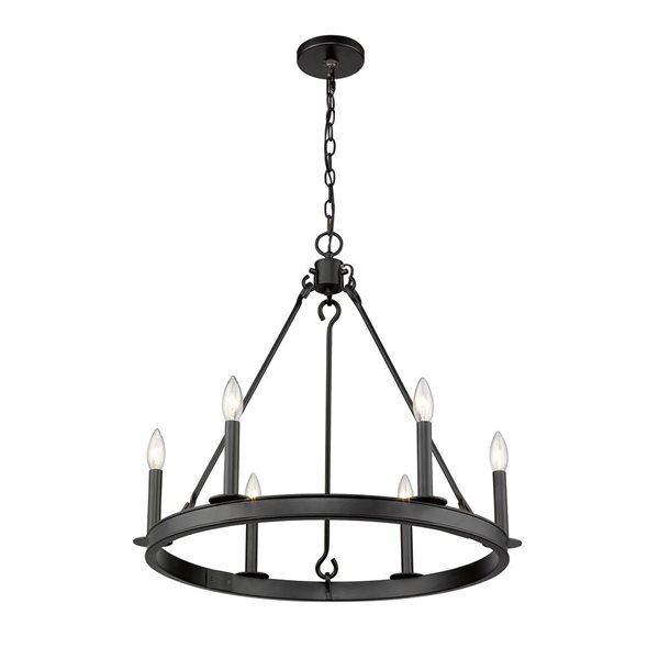 Z-Lite Matte Black Metal Barclay 6-Light Chandelier