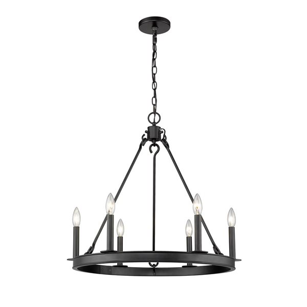 Z-Lite Matte Black Metal Barclay 6-Light Chandelier