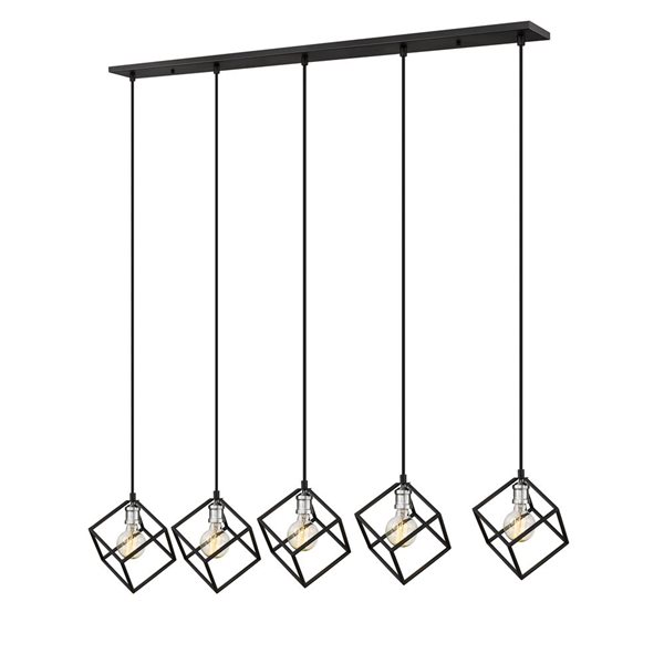 Z-Lite Matte Black/Brushed Nickel Metal Vertical 5-Light Kitchen Island Luminaire